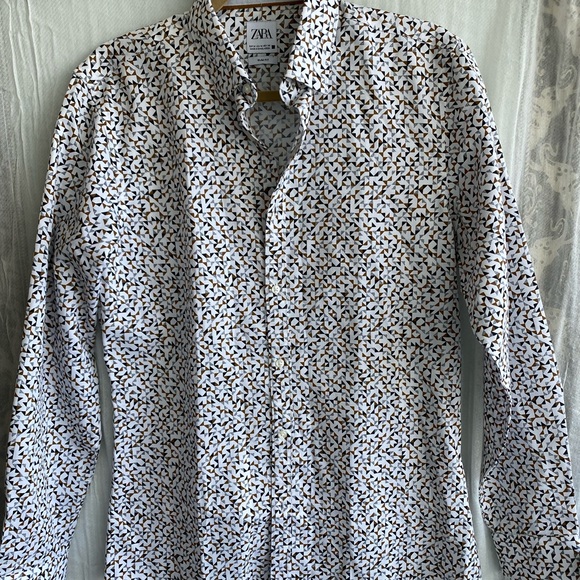 ZARA MENS CASUAL SLIM FIT SHIRT - SIZE MEDIUM, 60% cotton 40% polyester NWOT - Picture 1 of 8